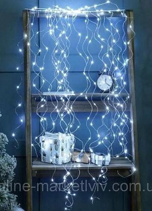 Гирлянда конский хвост от сети, 2,5 м, 20 нитей, 500 led, холодный белый