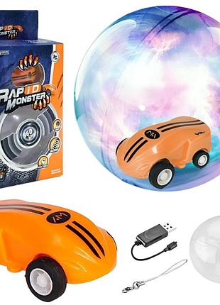 Детская машинка в шаре с вращением на 360 градусов hobby leaderr rapid monster, оранжевая