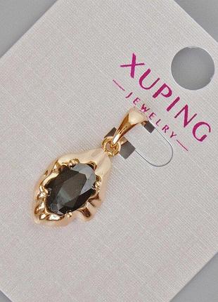 Кулон xuping с черным кристаллом d-24х11мм+- позолота 18к