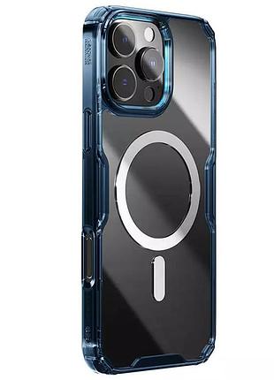 Tpu чехол nillkin nature pro magnetic для apple iphone 16 pro (6.3") синий (прозрачный)