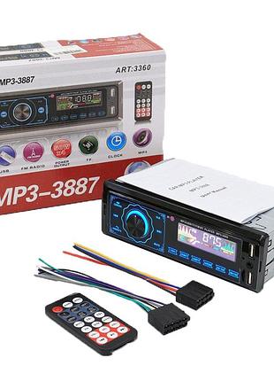 Автомагнитола с сенсорным дисплеем и пультом, 2xusb, aux, bluetooth, mp3 3888