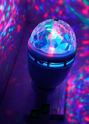 Диско-лампа led вращающаяся e27 rgb для вечеринок и праздников
