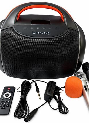 Портативная bluetooth колонка + 2 микрофона, от usb, 50 вт, wgy-502