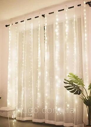Гірлянда штора від мережі, 3х2, 5м, 480 led, ad-50547, холодне світло