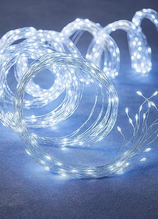 Гирлянда конский хвост от usb, 2 м, 10 нитей, 200 led, белый