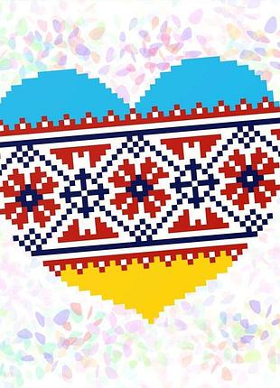 K-139 сердце в красной вышеванке (10х15 см). confetti. водорастворимый флизелин с рисунком
