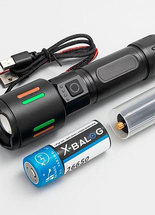 Ручной фонарь аккумуляторный от usb и батареек bailong pm10-tg led