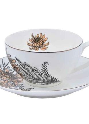 Набір чайний 400мл charm.floral brown чашкаблюдце color тм astera