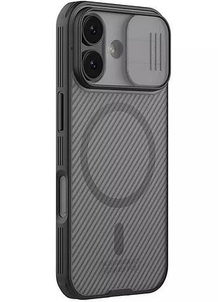 Карбоновая накладка nillkin camshield pro magnetic для apple iphone 17 (6.3") transparent black