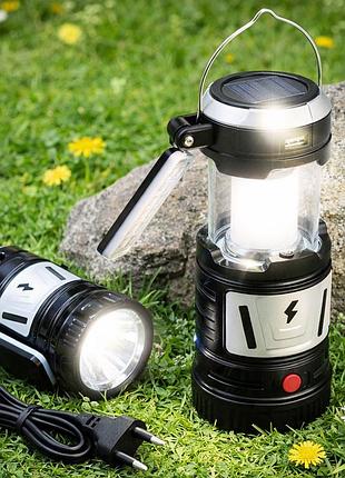 Кемпинговый фонарь на солнечной батарее, 5+1led cob, tj-288, черный