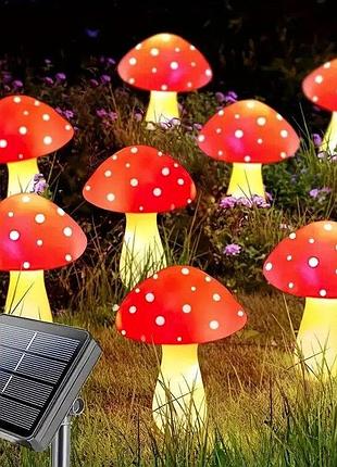 Декоративна гірлянда quot; мухомориquot; з сонячною батареєю, 8 режимів світіння. ma759 (1 ящ. = 50 шт.)