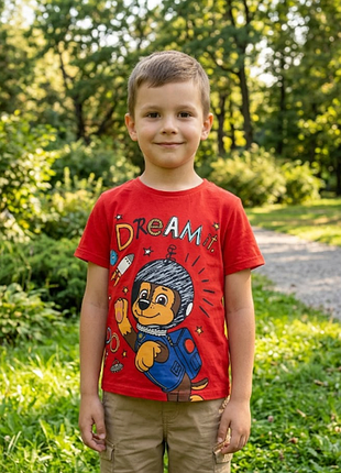 Червона футболка для хлопчика з гонщиком щенячий патруль paw patrol 6-7 років