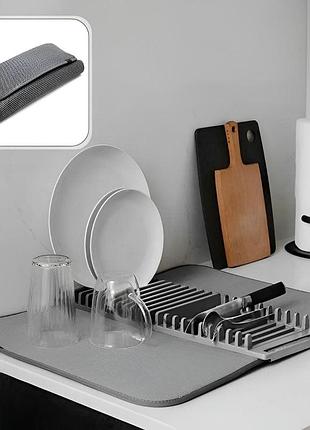 Килимок для сушіння посуду. сушарки для посуду. килимок із підставкою для посуду. килимок на мийку для посуду