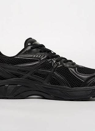 Демисезонные кожаные кроссовки asics черные