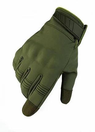 Тактичні рукавиці soft shell захист кісточок (сенсорні) олива