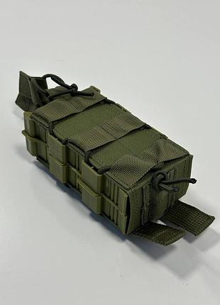 Подсумок двойной для ак/ar с пластиковыми боками олива