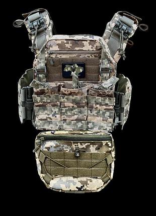 Плитоноска швидкого скидання gen.9 + тройний підсумок для ак/ar та напашник піксель