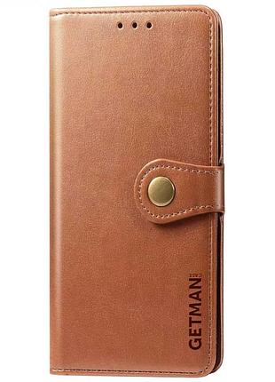 Шкіряний чохол-книжка getman gallant (pu) для xiaomi redmi note 9s / note 9 pro / note 9 pro max коричневий
