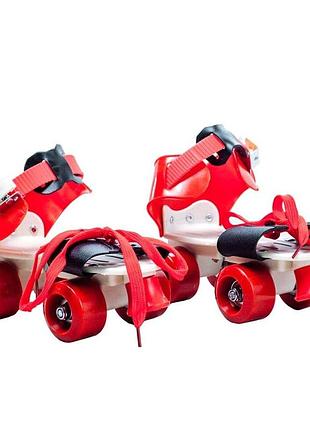 Детские раздвижные ролики квады на обувь baby quad (26-29), колеса pu, красный