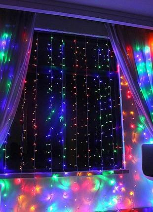Гірлянда штора водоспад 3х3 м xmas, 320led, 220v, мультикольорова