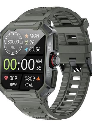 Смарт-часы onevan ak47 1.85" (400 мач) с bluetooth 5.1, пульсометром, тонометром, 100+ спортивными режимами, android и ios зеленый