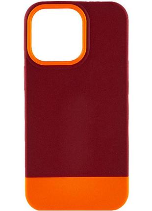 Чохол tpu+pc bichromatic для apple iphone 13 pro max (6.7") brown burgundy / orange