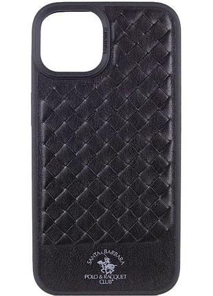 Кожаный чехол polo santa barbara для apple iphone 15 plus (6.7") black