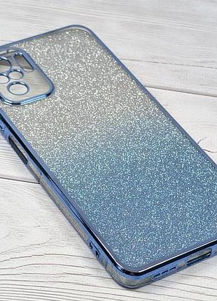 Чехол luxury case для xiaomi redmi note 10 / note 10s бампер силиконовый блестящий голубой 2