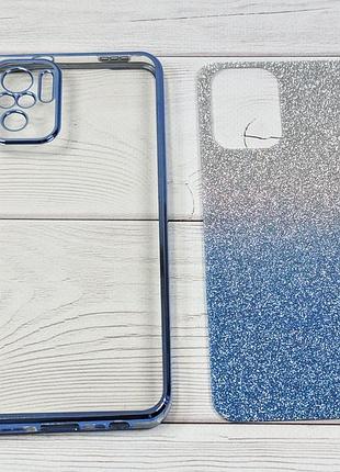 Чехол luxury case для xiaomi redmi note 10 / note 10s бампер силиконовый блестящий голубой 3