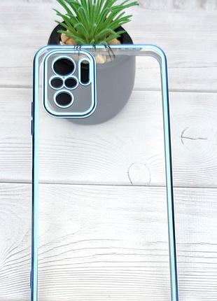 Чехол luxury case для xiaomi redmi note 10 / note 10s бампер силиконовый блестящий голубой 4