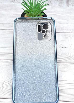 Чехол luxury case для xiaomi redmi note 10 / note 10s бампер силиконовый блестящий голубой 5