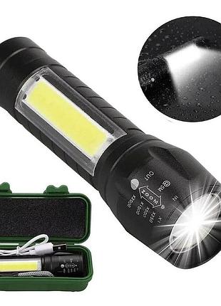 Ліхтарик акумуляторний 2в1, usb, xpe+cob, police bl 511