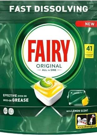 Таблетки для посудомийних машин original all in one лимон 41шт тм fairy