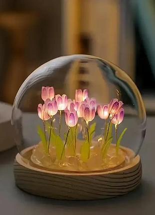 Ночник светодиодный тюльпаны умелые ручки spherical lamp ha-42, лампа-тюльпан diy ночник-тюльпан