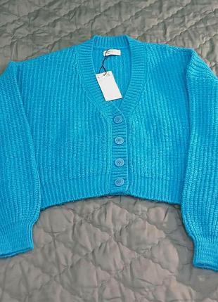 Ярко голубой кардиган 3