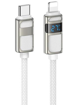 Дата кабель hoco u137 line with display type-c to lightning 27w (1.2m) white