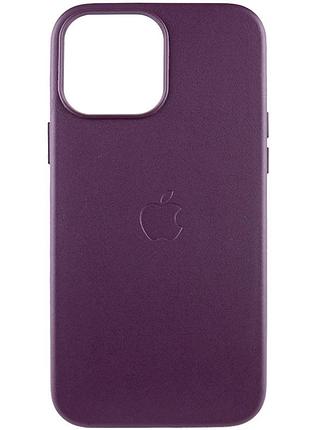 Кожаный чехол leather case (aa plus) with magsafe для apple iphone 13 pro max (6.7") dark cherry