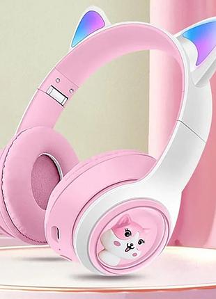 Накладные bluetooth наушники с ушками и подсветкой, usb, akz07