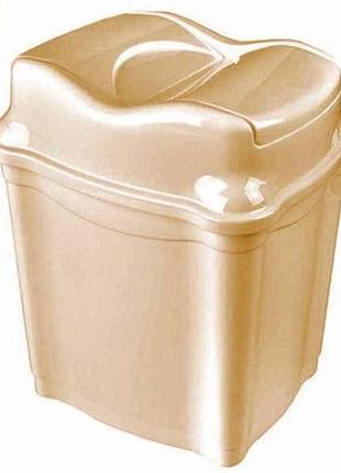 Мусорник 16л кремовый прядь. whirpool с крышкой тм акаy plastik