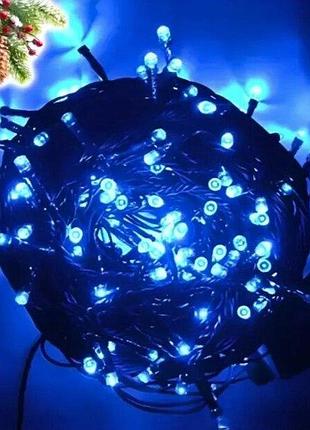 Гірлянда-нитка 380 led, синє світло, зелений провід. g512 (1 ящ. - 24 шт.)