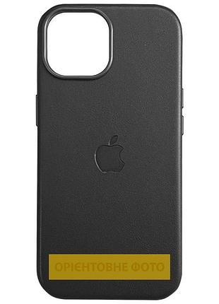 Кожаный чехол leather case (aaa) with magsafe and animation для apple iphone 16 plus (6.7") black