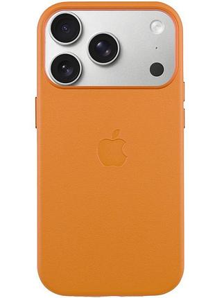 Чехол кожаный leather case (aa) with magsafe and animation для apple iphone 17 pro (6.3") golden