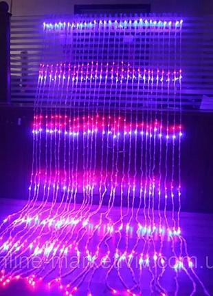 Гірлянда водоспад, від мережі, 3х1,5 м, 240 led, мультиколір