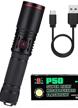 Ручний ліхтар акумуляторний із зумом, від usb, bailong bl-s009-p50