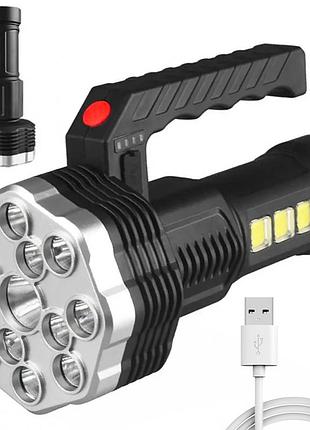 Фонарь аккумуляторный ручной, 4 режима, с usb зарядкой, bl-913