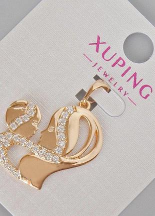 Кулон xuping "мама с младенцем" с белыми стразами d-28х23мм+- позолота 18к