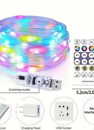 Гирлянда 200 led multi разноцветная 20 м usb с пультом. lu992multi (1 ящ. = 100 шт.)