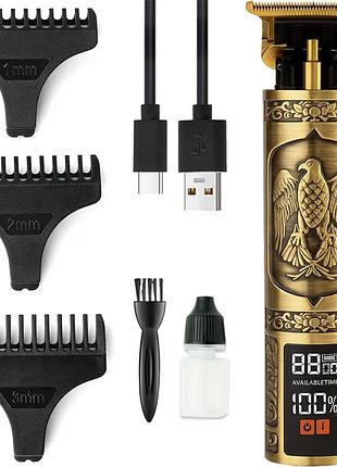 Аккумуляторная машинка для стрижки волос + 3 насадки, от usb, cb-935