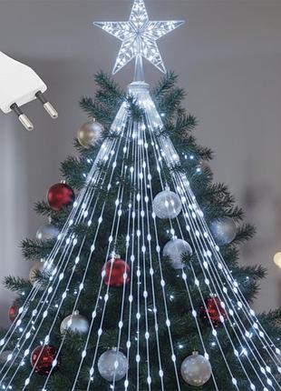 Гирлянда конский хвост от сети, 17 нитей, 400 led, белый