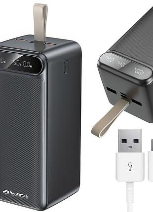 Повербанк 100000mah, 2хusb, type-c, micro-usb, awei p101k
